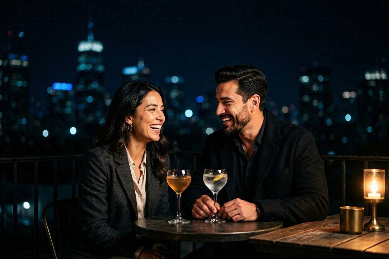 Pareja disfrutando la noche